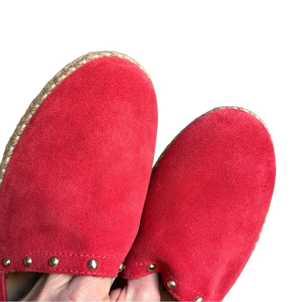 Anne Klein Flex Kaily Espadrille flats coral orangey red leather EUC size 9